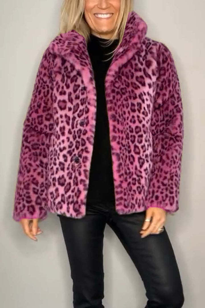 Manteau mi-long en peluche à imprimé léopard style western tendance automne/hiver