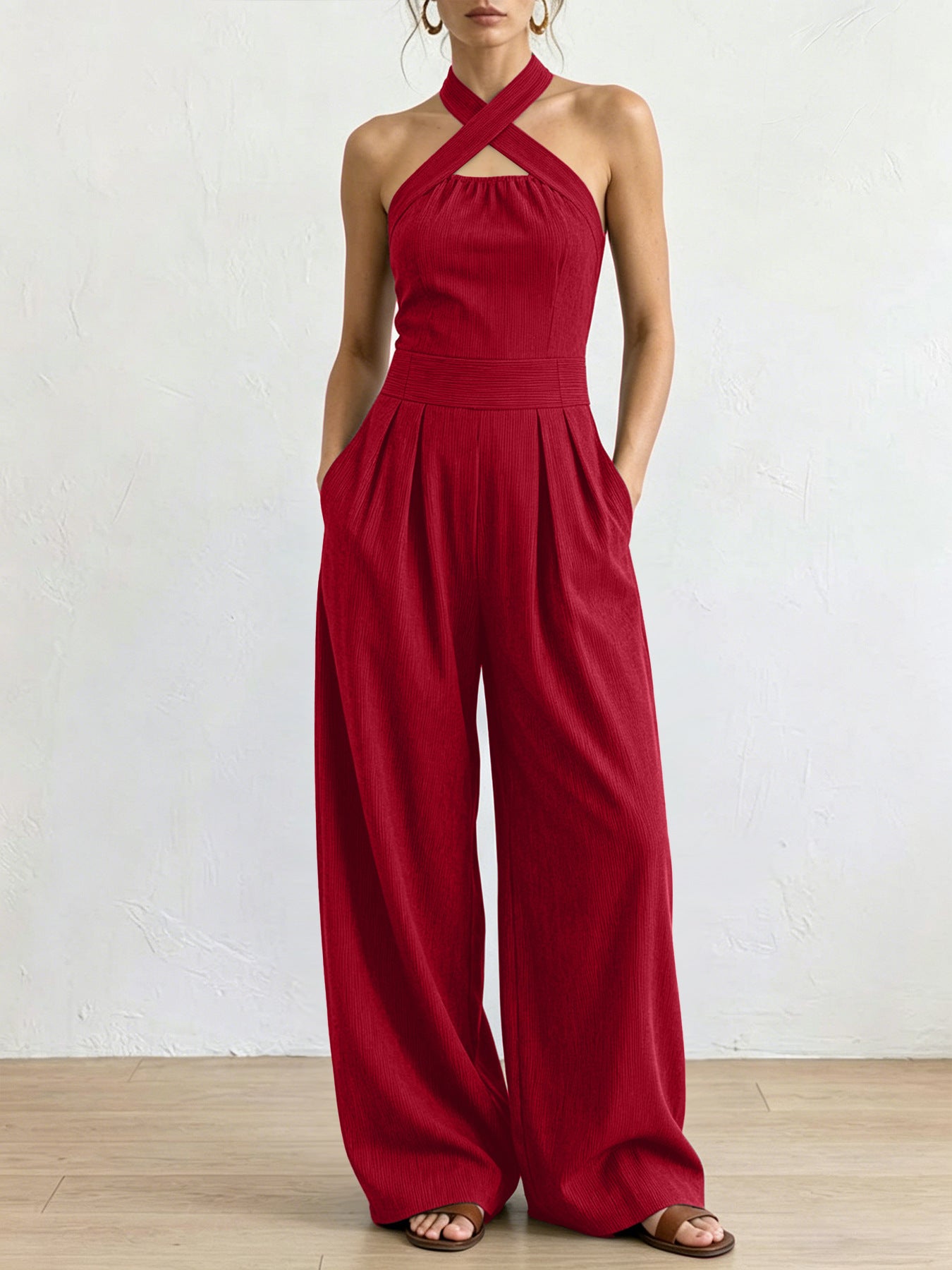 Combinaison sans manches à col halter