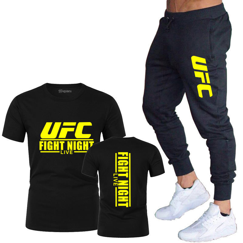 Ensemble de vêtements de sport pour hommes comprenant un t-shirt en coton et un pantalon