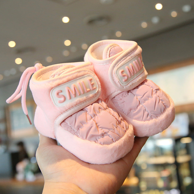 Chaussures pour bébé à semelle souple et doublure polaire