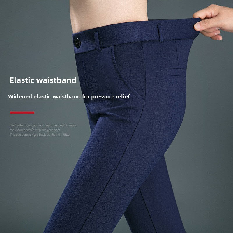 Pantalon décontracté droit taille haute élastique