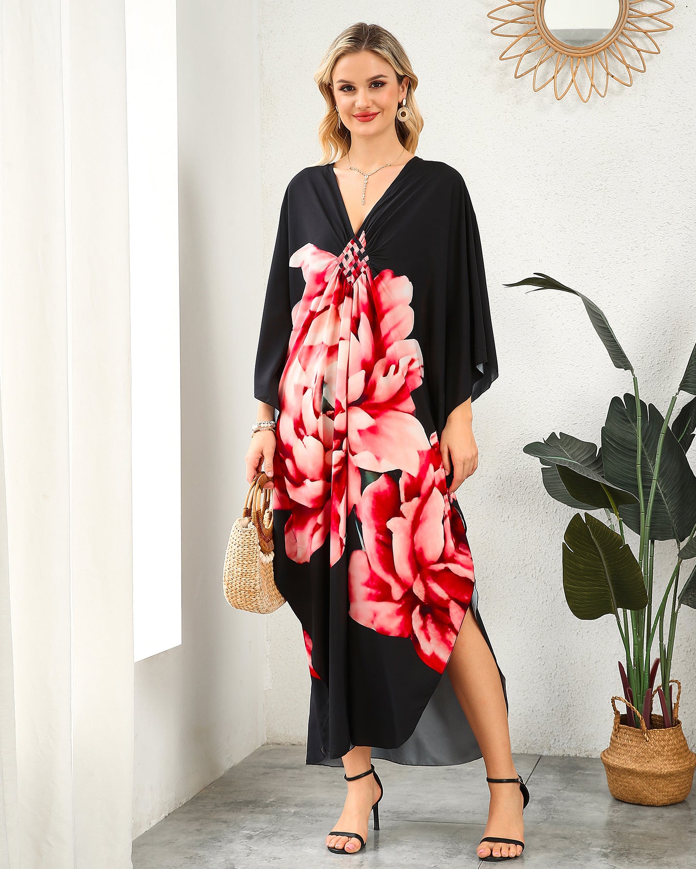 Robe de plage à encolure en V tissée