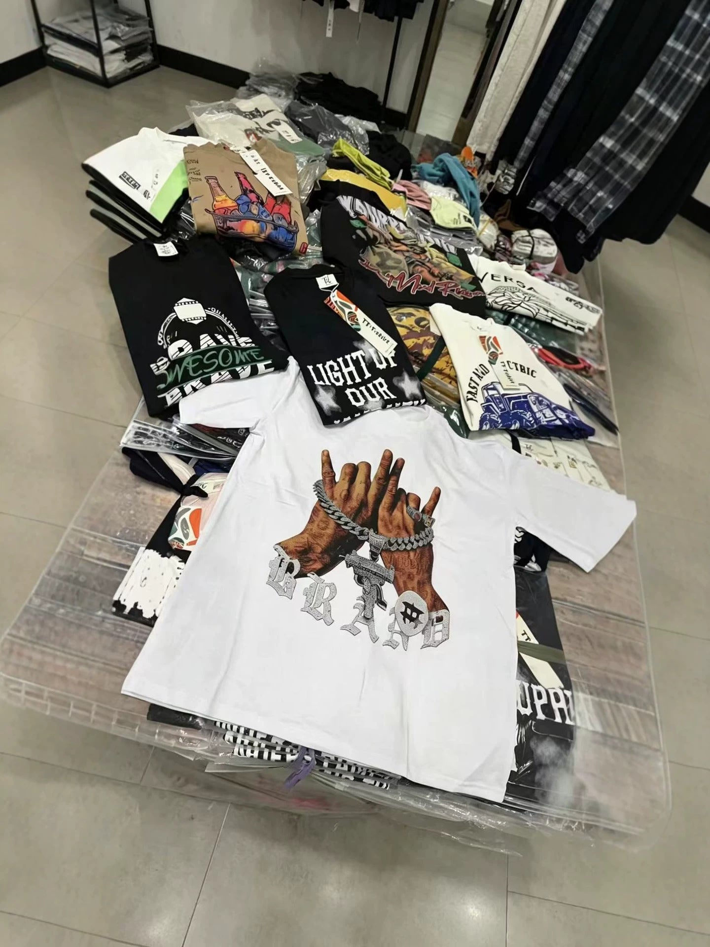 T-shirt à col rond en coton épais
