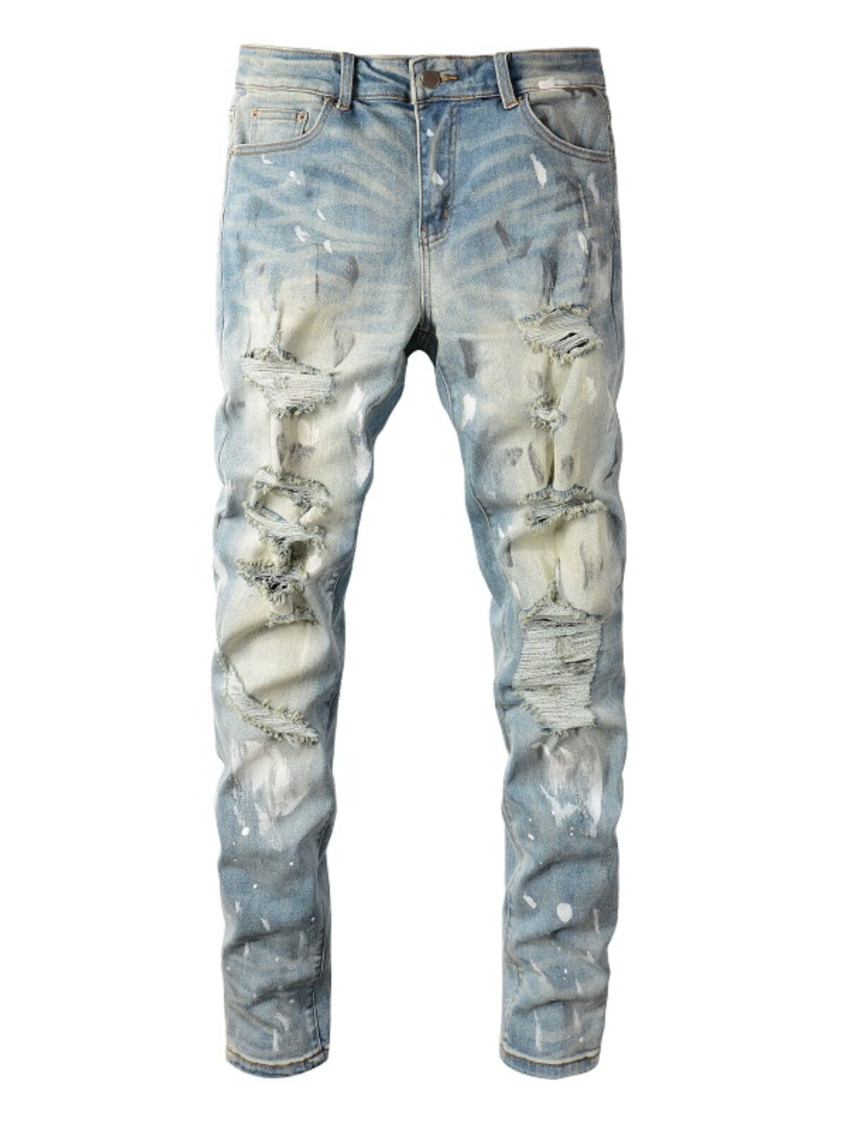 Jeans pour hommes slim fit délavés et usés