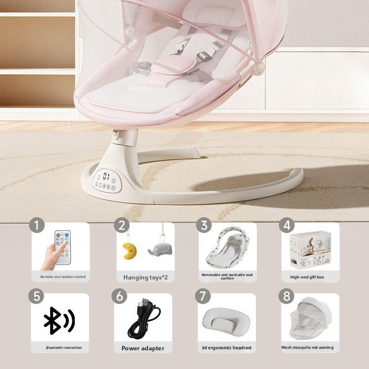 Fauteuil à bascule électrique pour bébé avec commande par application Bluetooth