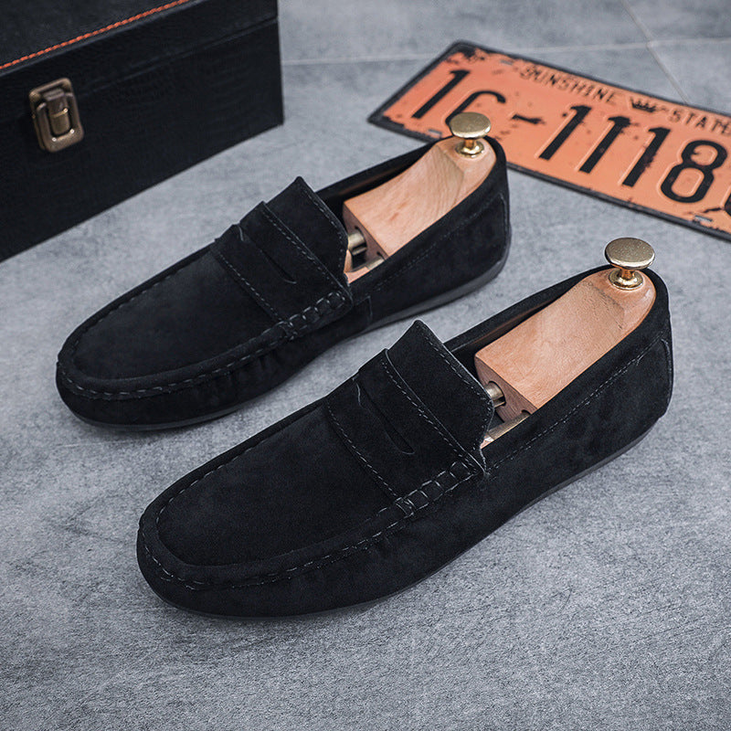 Chaussures décontractées en daim style britannique pour hommes à enfiler