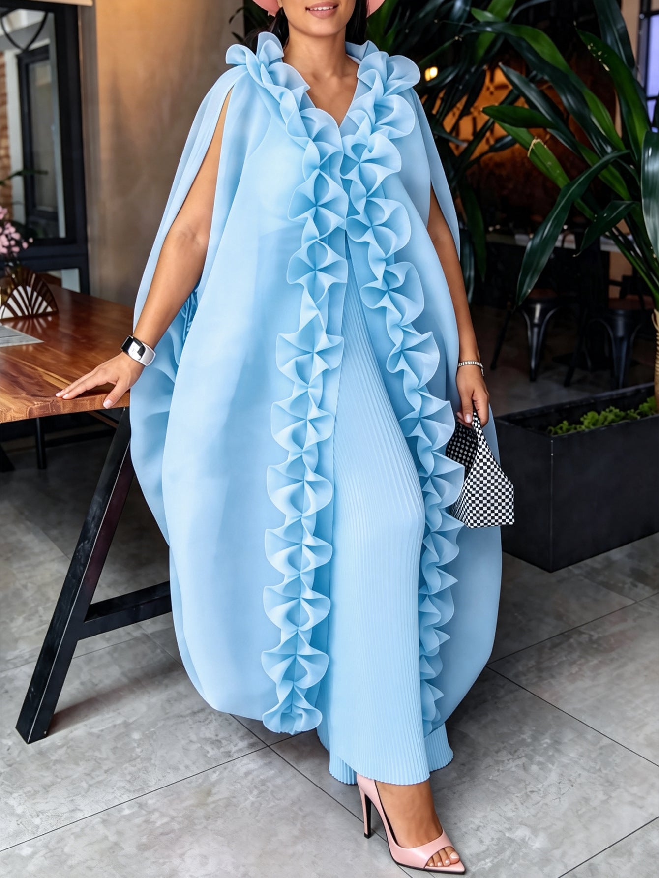 Habit :Ensemble deux pièces en dentelle plissée lâche