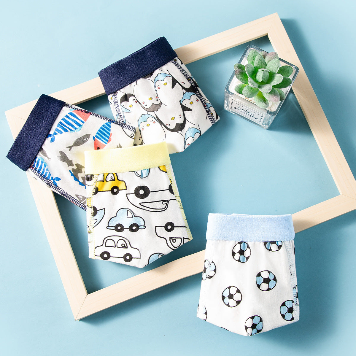 Boxers en coton pour garçons, sous-vêtements sans coutures