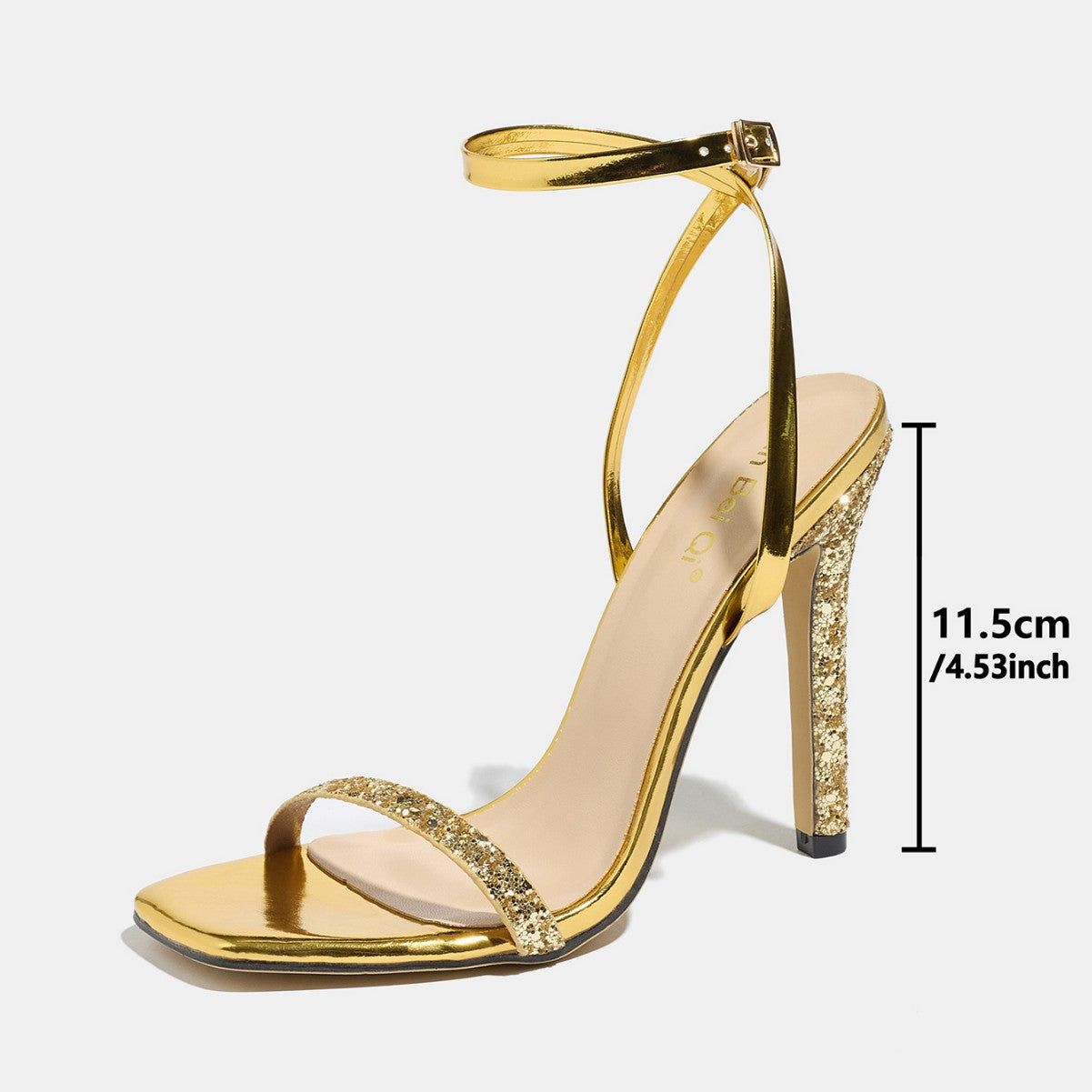 Chaussures :Sandales à talons aiguilles pailletées à bout carré pour femmes
