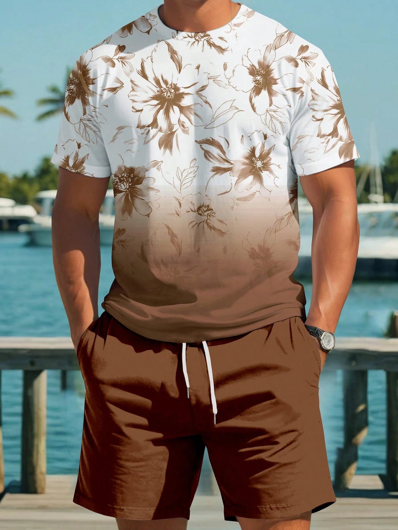 Ensemble de short de sport imprimé et t-shirt pour hommes