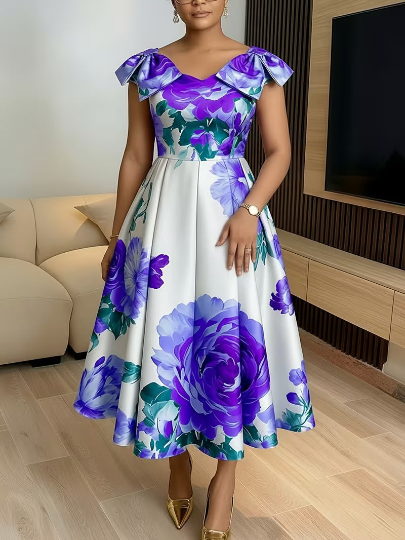 Robe pour femmes avec col à volants imprimé élégant