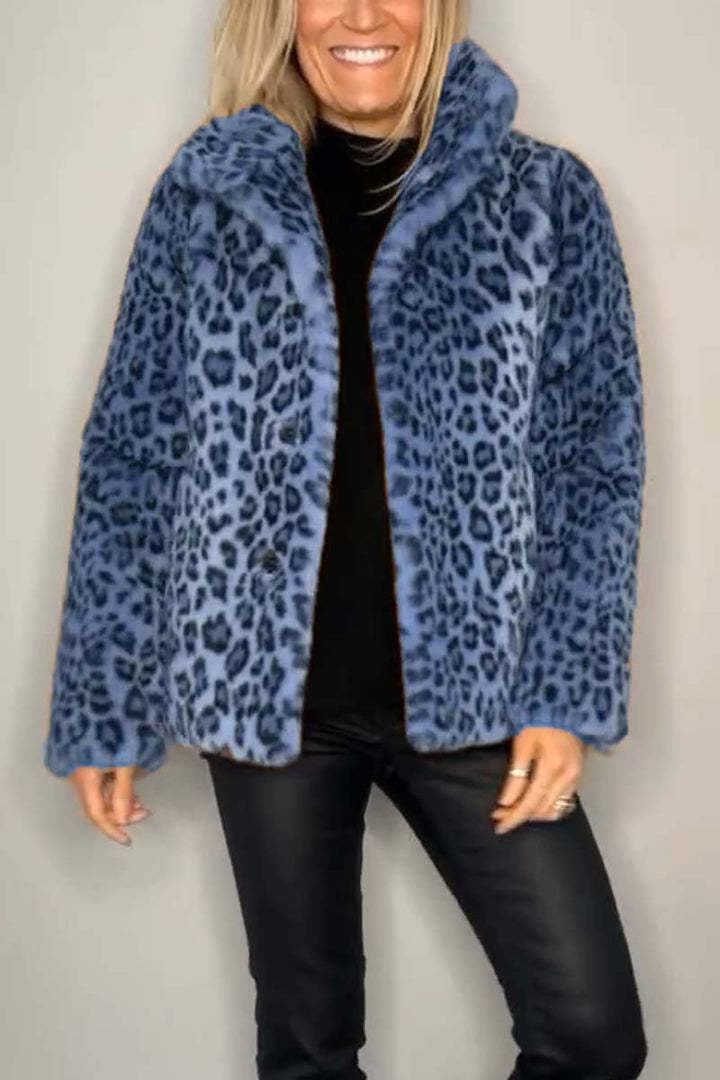 Manteau mi-long en peluche à imprimé léopard style western tendance automne/hiver
