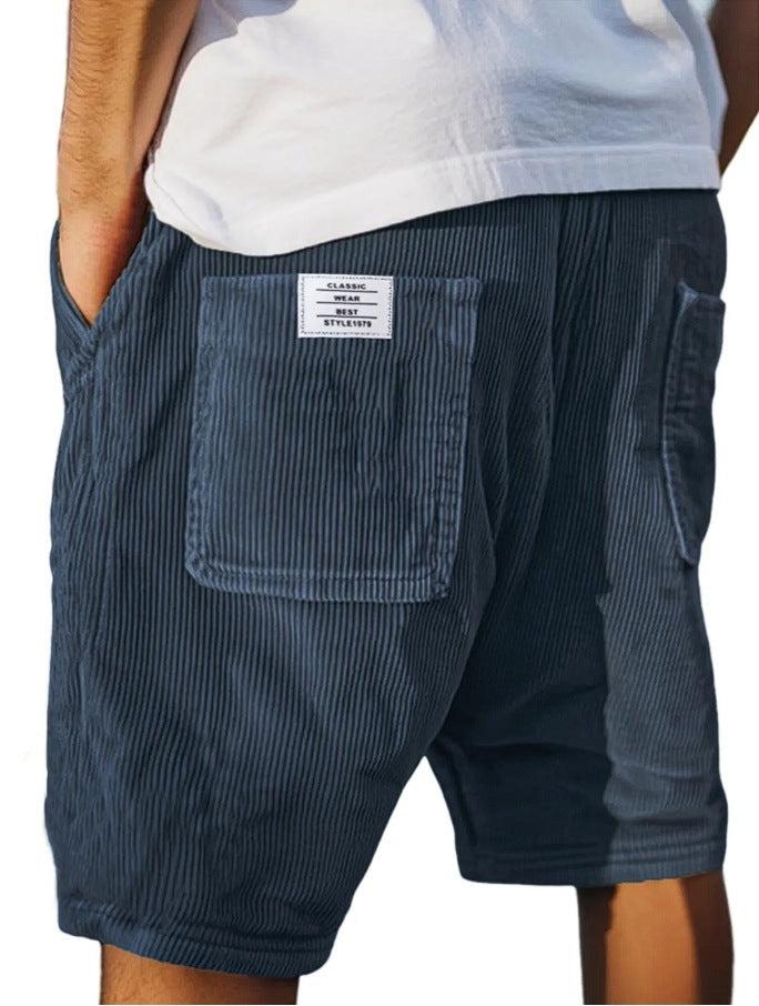 Shorts en velours côtelé vintage pour hommes avec plusieurs poches