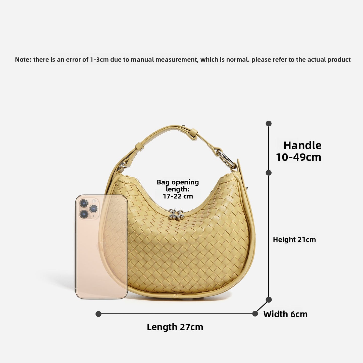 Sac a main en cuir tressa en forme de croissant