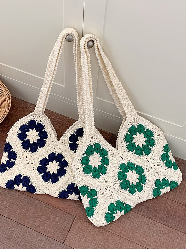 Sac bandoulière fait main en corde de coton crochetée