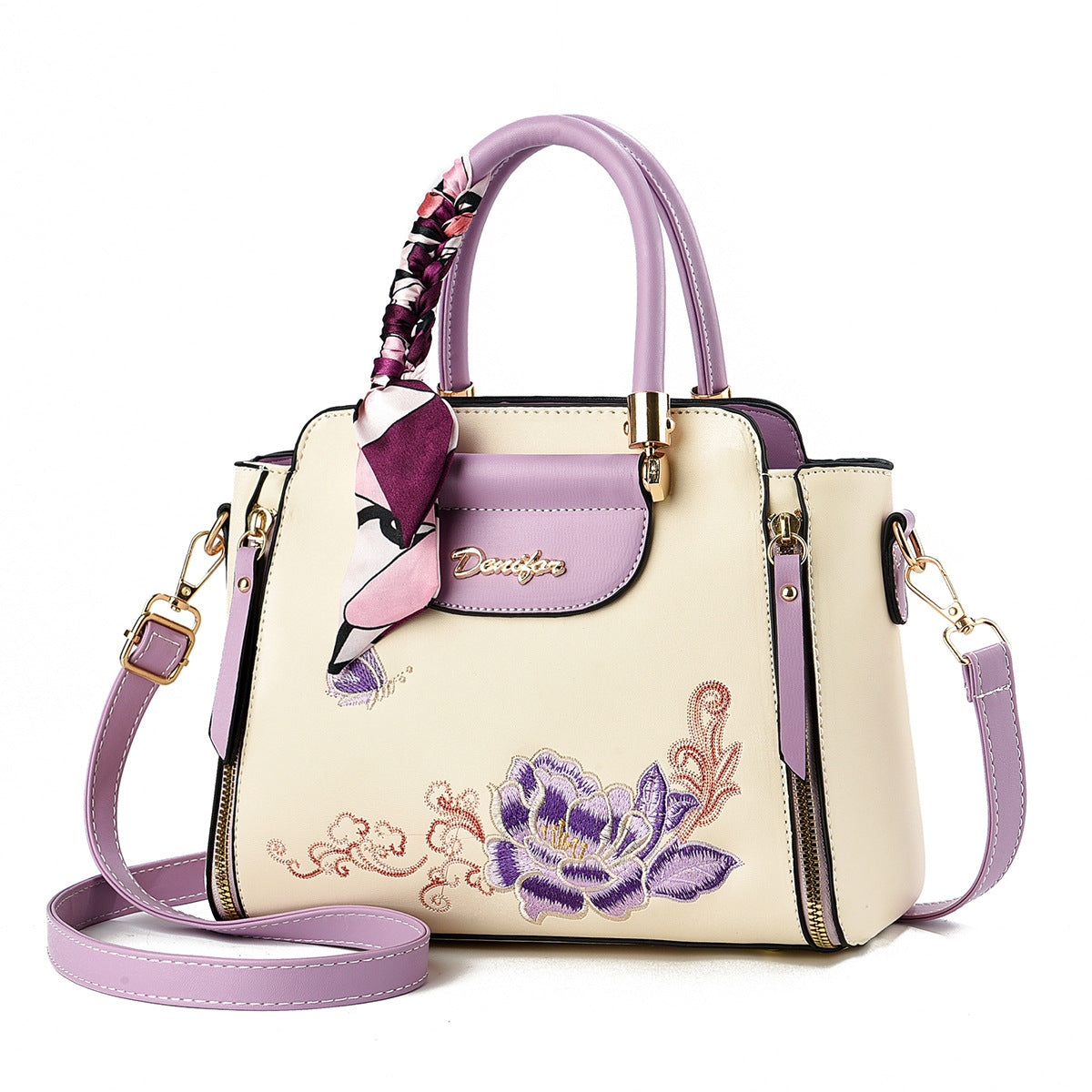 Sac à main en PU brodé avec bandoulière réglable