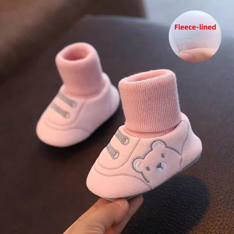 Chaussures pour bébé à semelle souple et doublure polaire