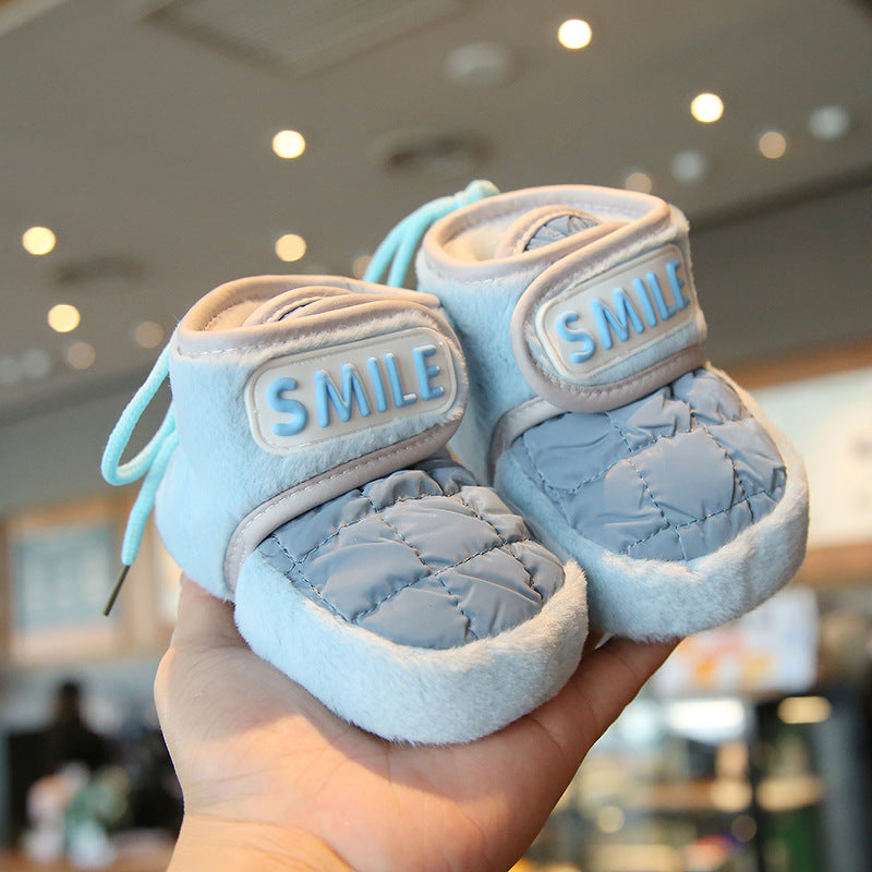 Chaussures pour bébé à semelle souple et doublure polaire