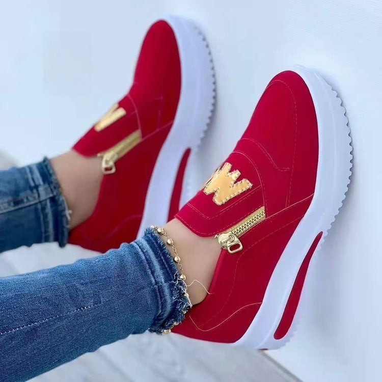 Chaussures décontractées pour femmes, grandes tailles, avec fermeture éclair latérale