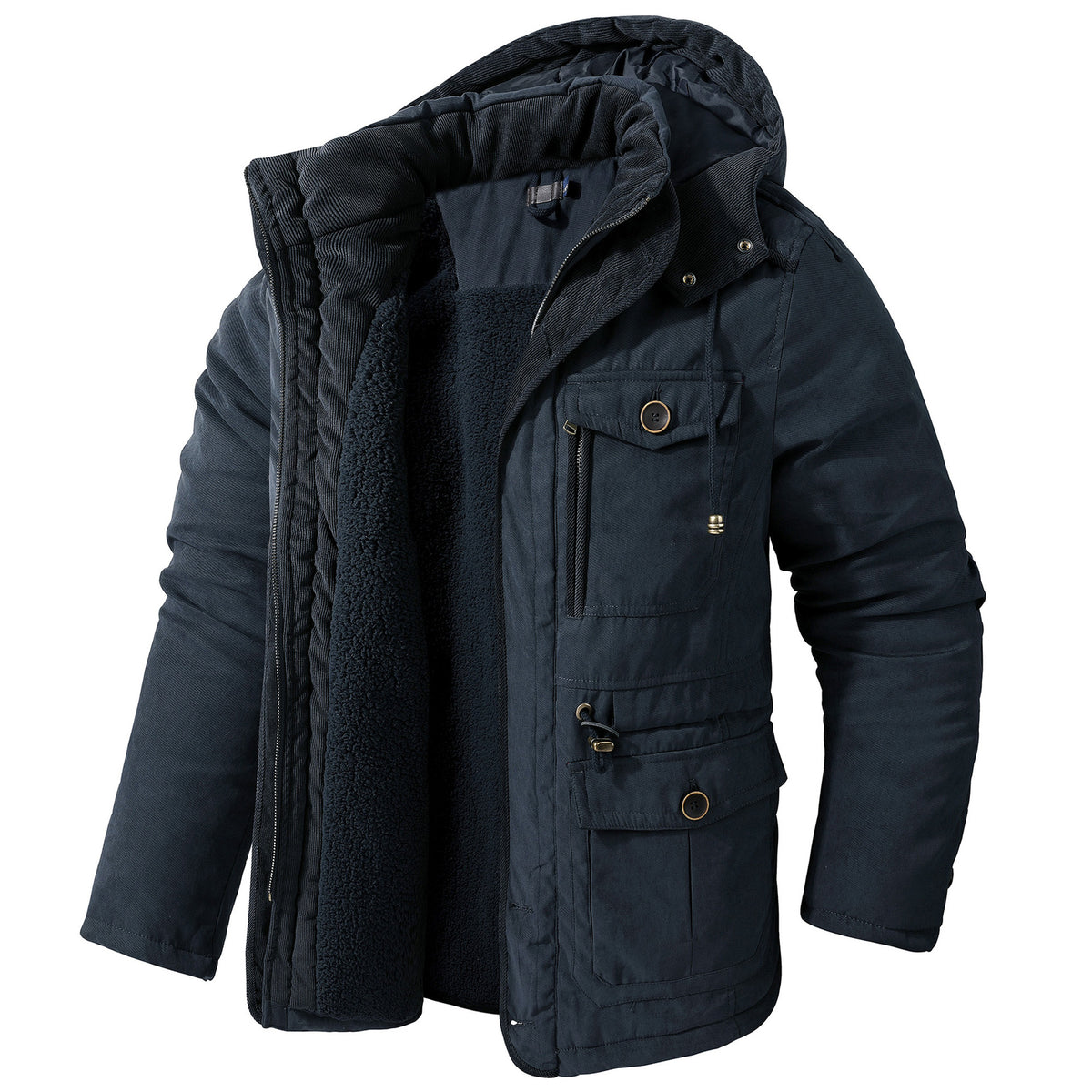 Veste en coton à capuche pour homme avec poches multiples