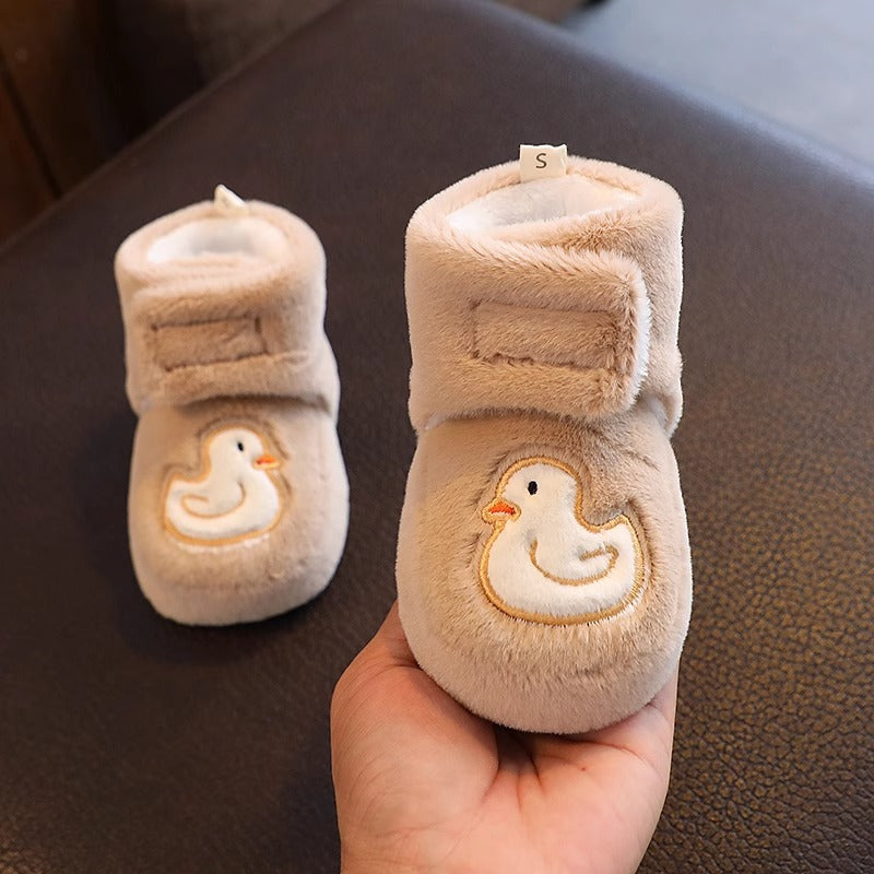 Chaussures pour bébé à semelle souple et doublure polaire