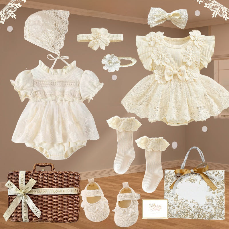 Ensemble robe en dentelle pour bébé fille avec accessoires