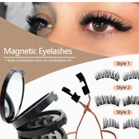 Ensemble de faux cils magnétiques avec applicateur