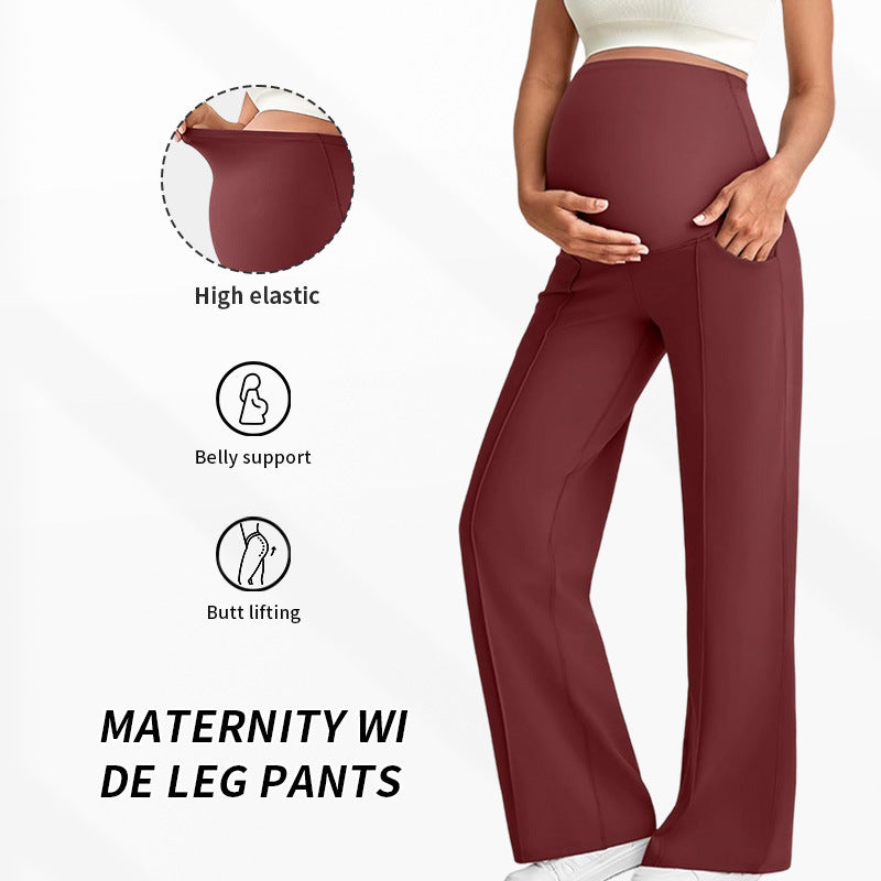 Pantalon de maternité taille haute à jambes larges