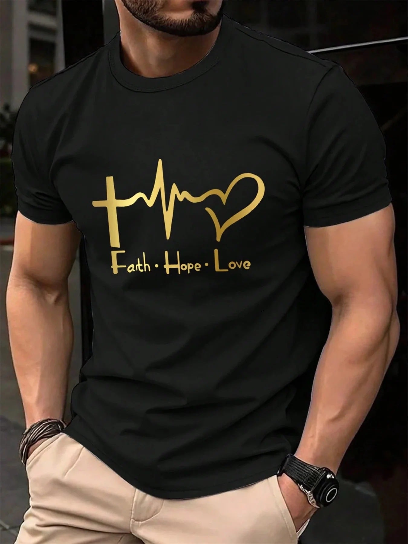T-shirt homme en coton pur à manches courtes imprimé