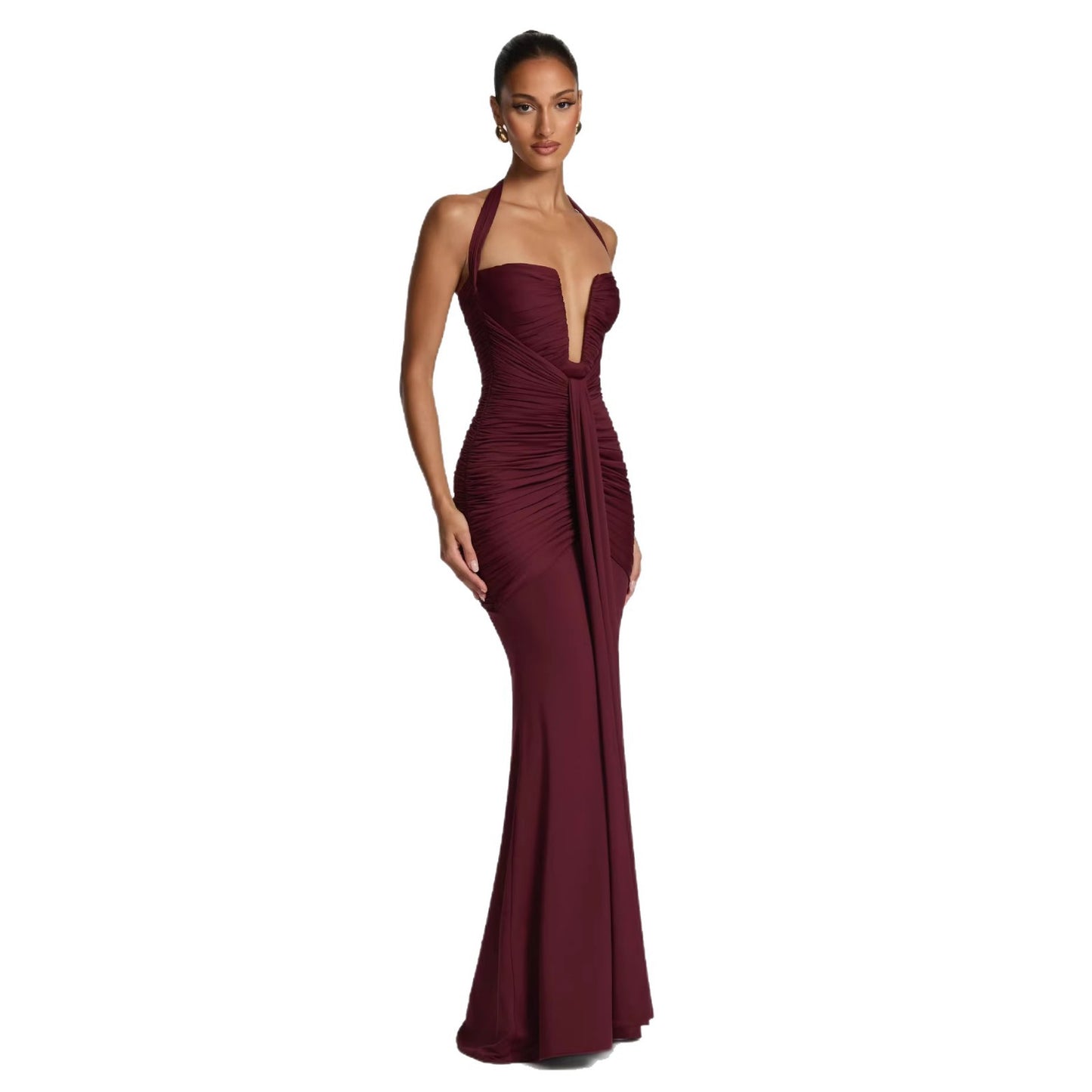 Robe moulante élégante dos nu à col halter