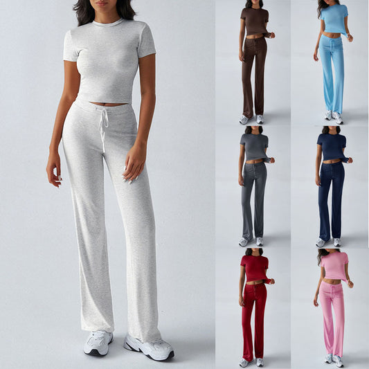 Ensemble pour femme décontracté avec pantalon et manches courtes