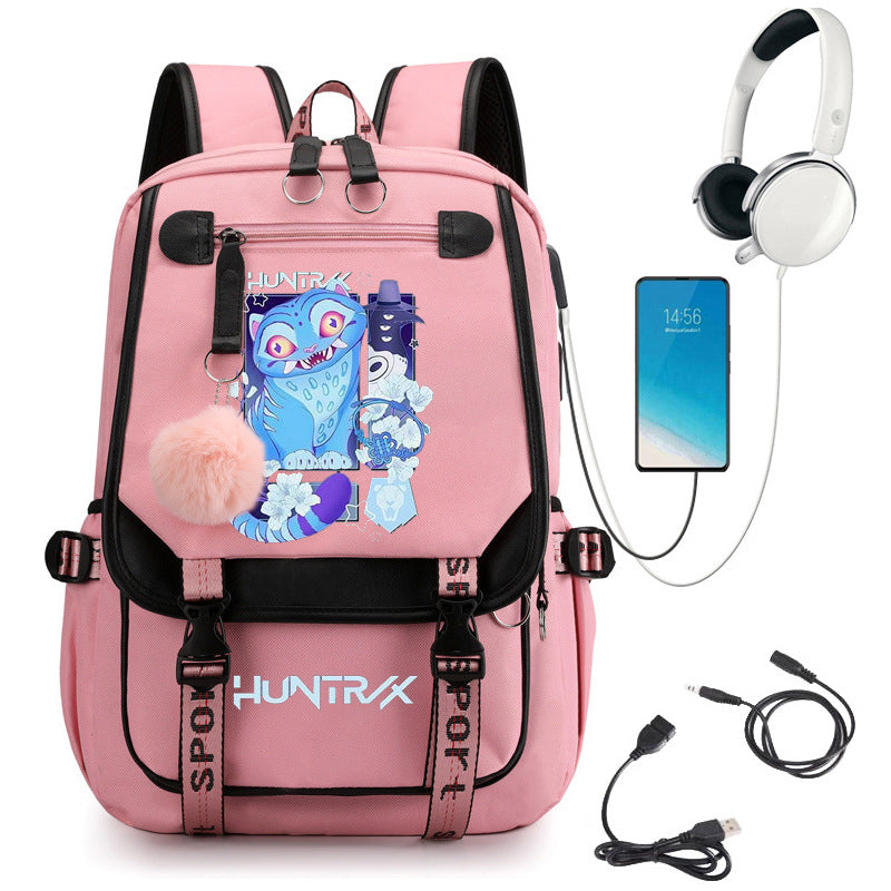 Sac à dos d'école avec motif cartoon et grande capacité