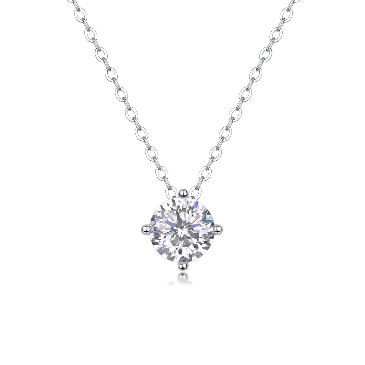 Collier pendentif géométrique en moissanite et argent sterling