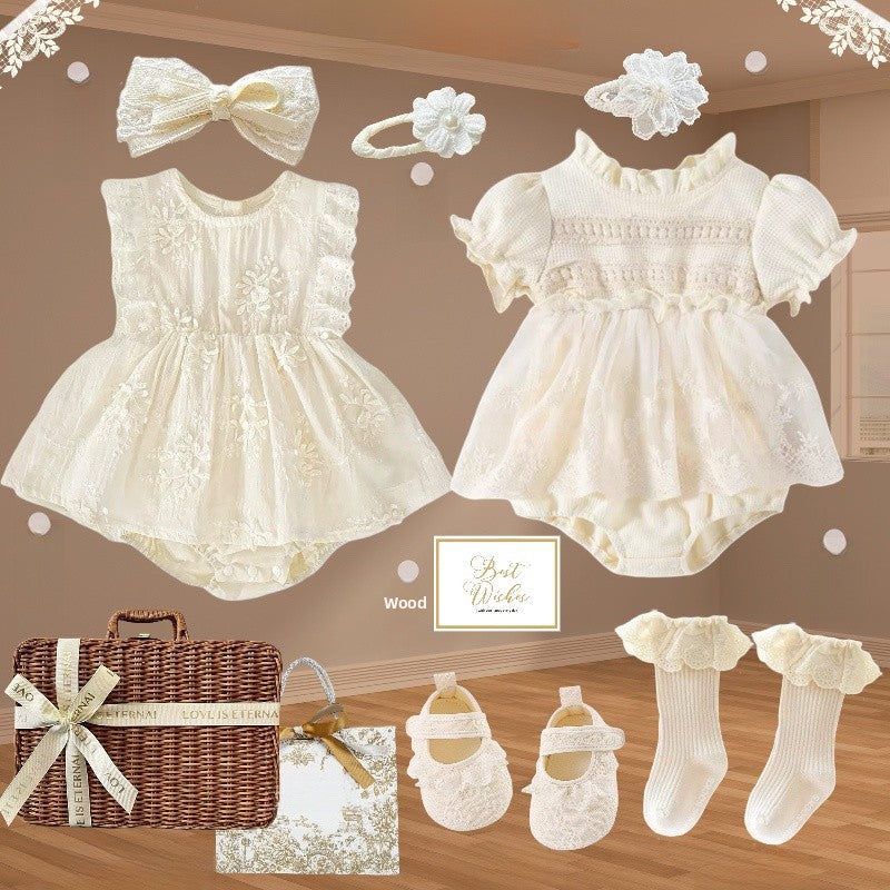 Ensemble robe en dentelle pour bébé fille avec accessoires