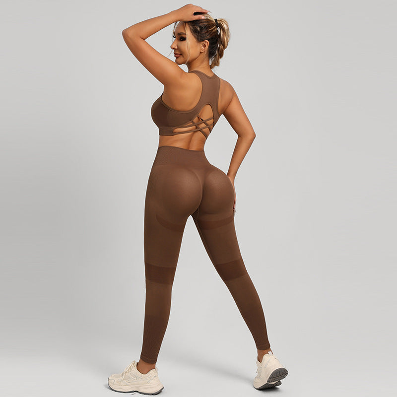 Ensemble soutien-gorge de sport dos croisé et short