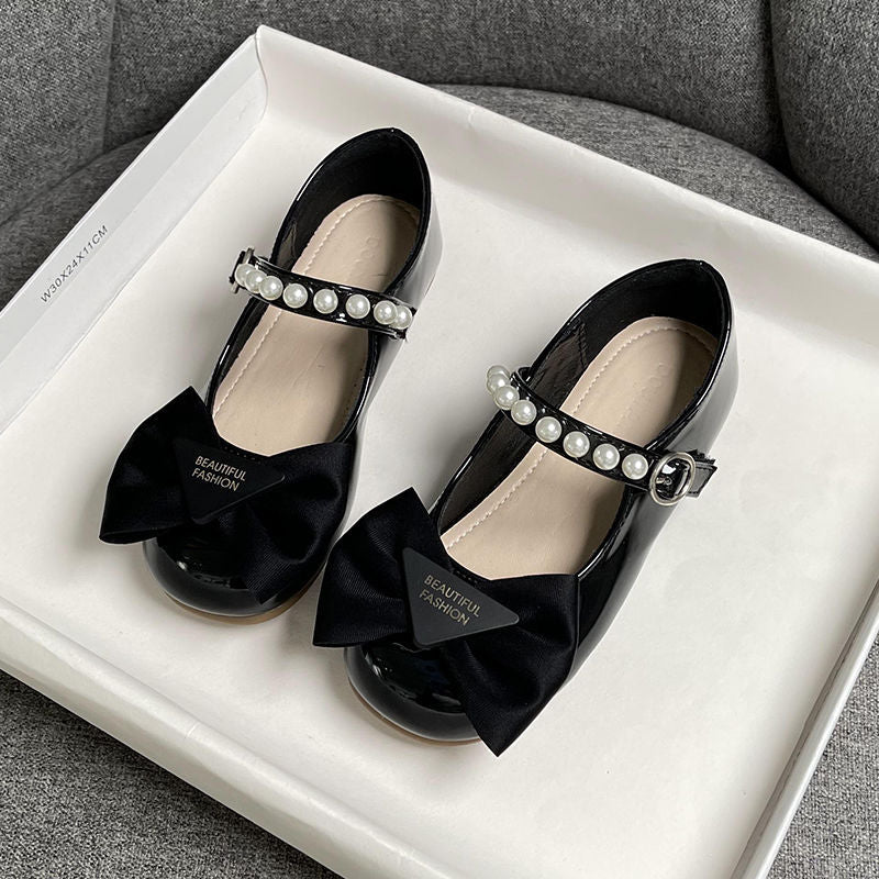 Ballerines à nœud et perles pour filles