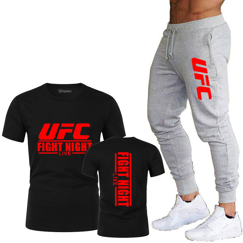 Ensemble de vêtements de sport pour hommes comprenant un t-shirt en coton et un pantalon
