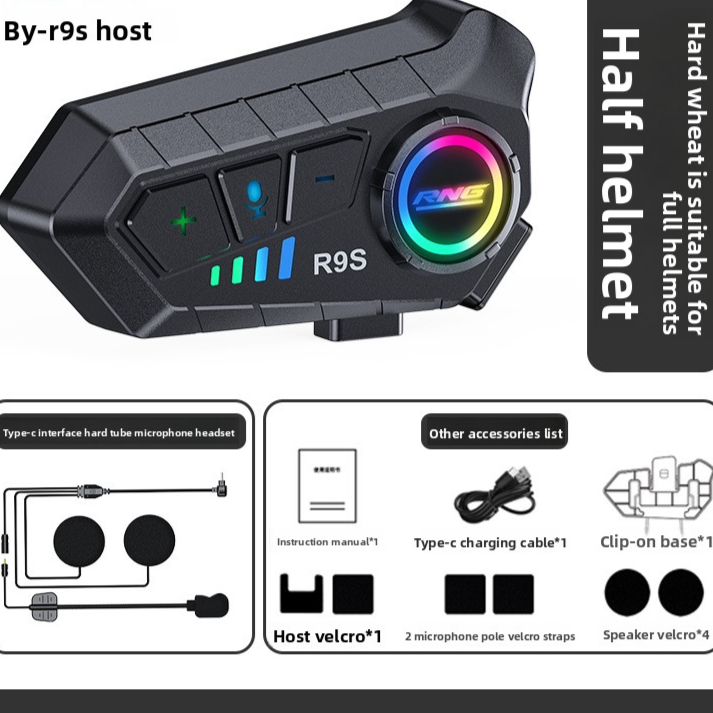 Écouteurs Bluetooth pour casque de moto avec éclairage RGB