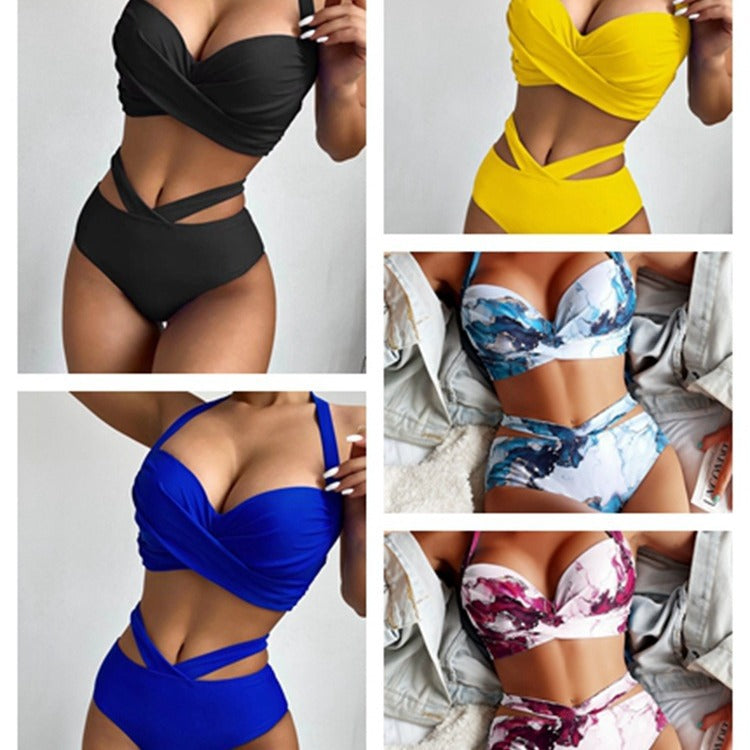 Maillot de bain bikini taille haute avec armatures