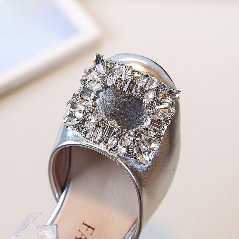 Sandales à talons hauts pour filles, princesse, avec strass