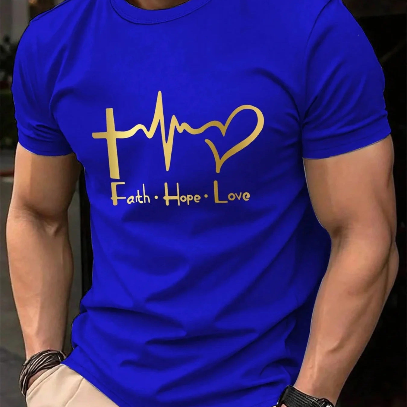 T-shirt homme en coton pur à manches courtes imprimé