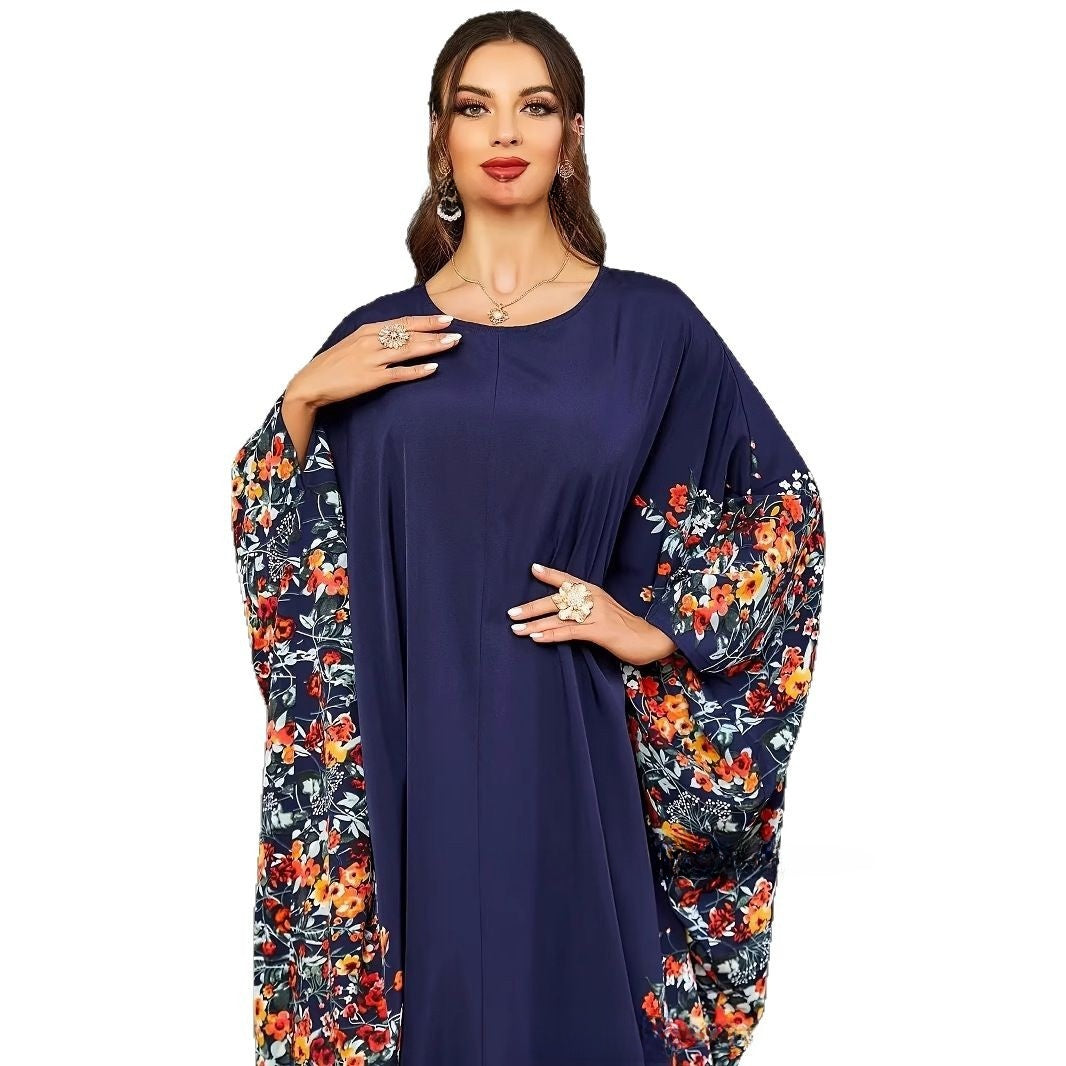 Robe longue élégante à manches chauve-souris