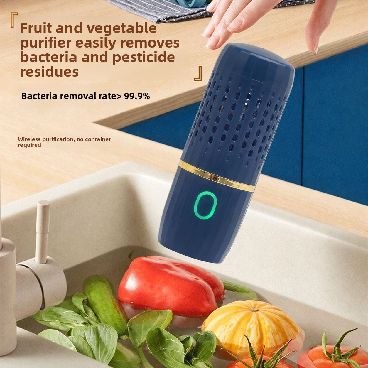 Purificateur de capsules sans fil, machine à laver les légumes portable