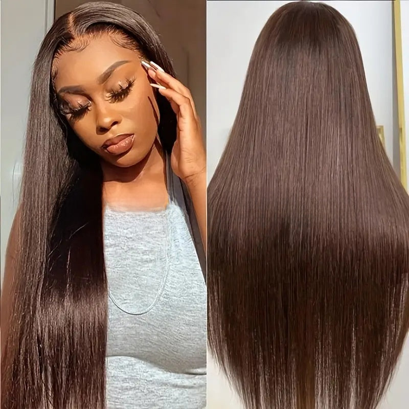 Perruque en cheveux humains lisses avec dentelle frontale