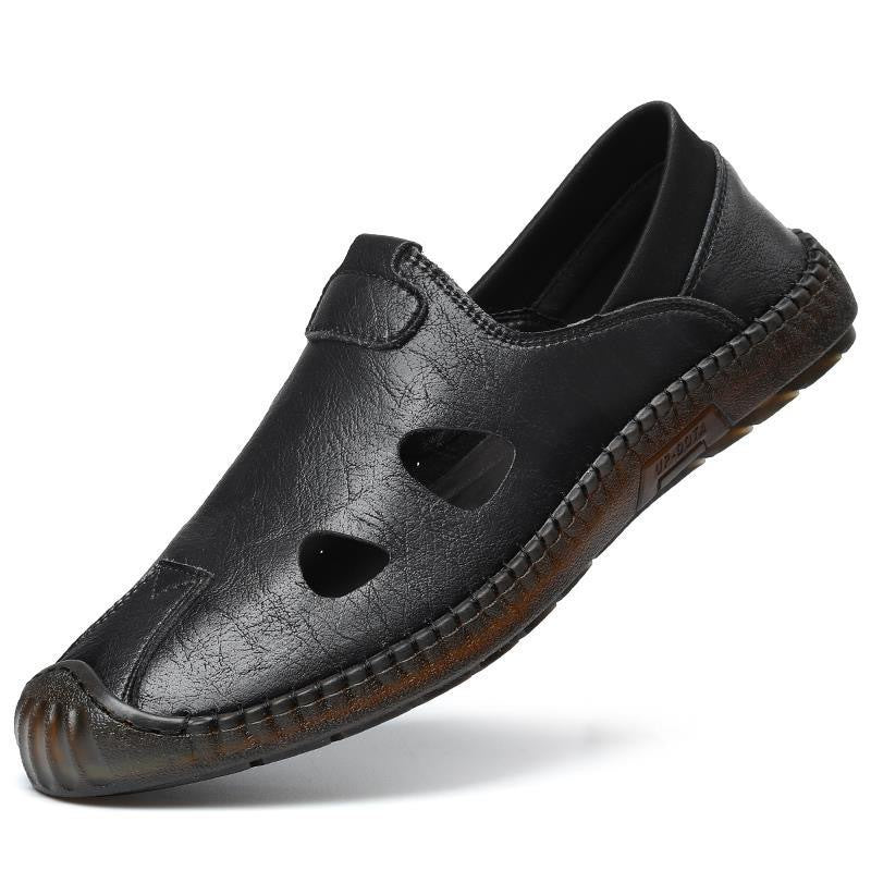 Chaussures de conduite décontractées en cuir respirant pour hommes