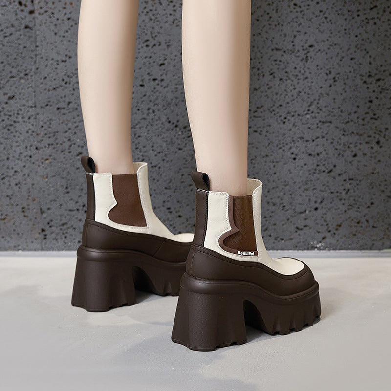 Bottes Martin à semelle épaisse style britannique pour femmes