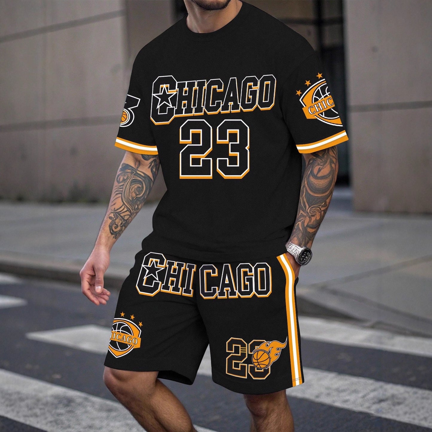 Ensemble de short de sport imprimé et t-shirt pour hommes