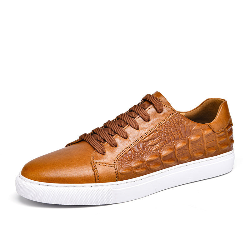 Chaussures décontractées pour hommes en cuir véritable à motif crocodile