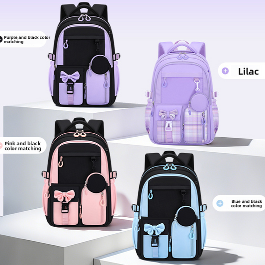 Sac à dos d'école motif nœud papillon
