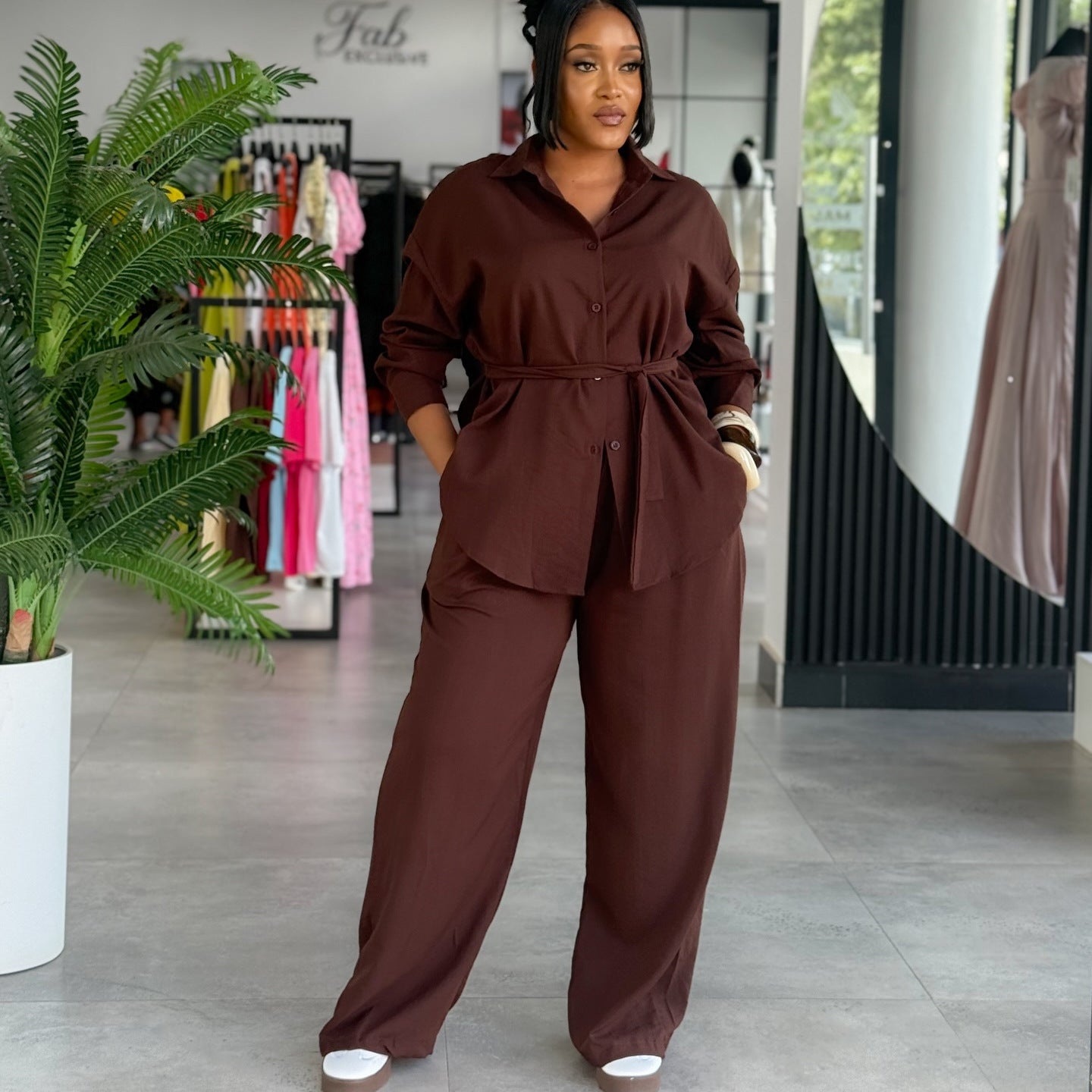 Habit :Gilet et pantalon à taille élastiquée pour femme